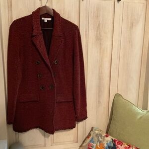 🧡 Chico’s Tweed Blazer – Size 2 – Rust & Black – Excellent Condition $40